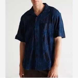 KARDO Ronen Embroidered Short Sleeve Shirt Embroidered Vacation Size Large NWOT